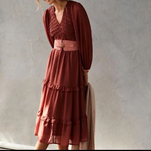 Anthropologie By the River Tiered Ruffled Maxi Dress size S - Picture 2 of 15